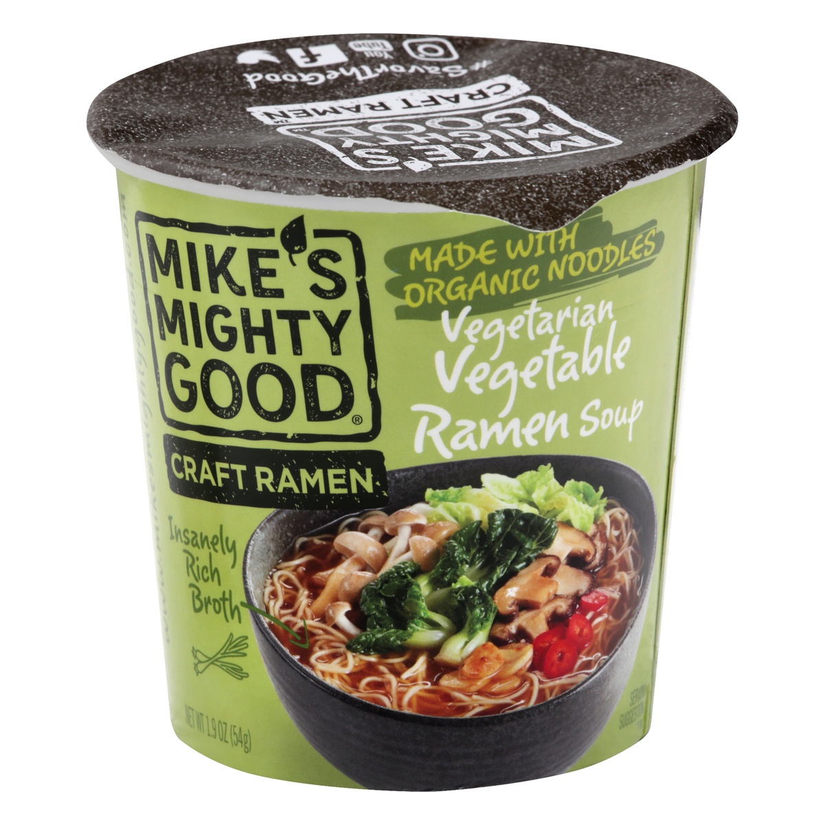 slide 1 of 1, Mike's Mighty Good Vegetarian Vegetable Ramen Soup Cup, 1.9 oz