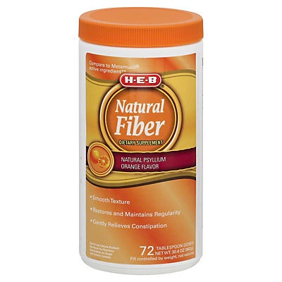 slide 1 of 1, H-E-B Fiber Laxative Powder Smooth Orange, 30.4 oz