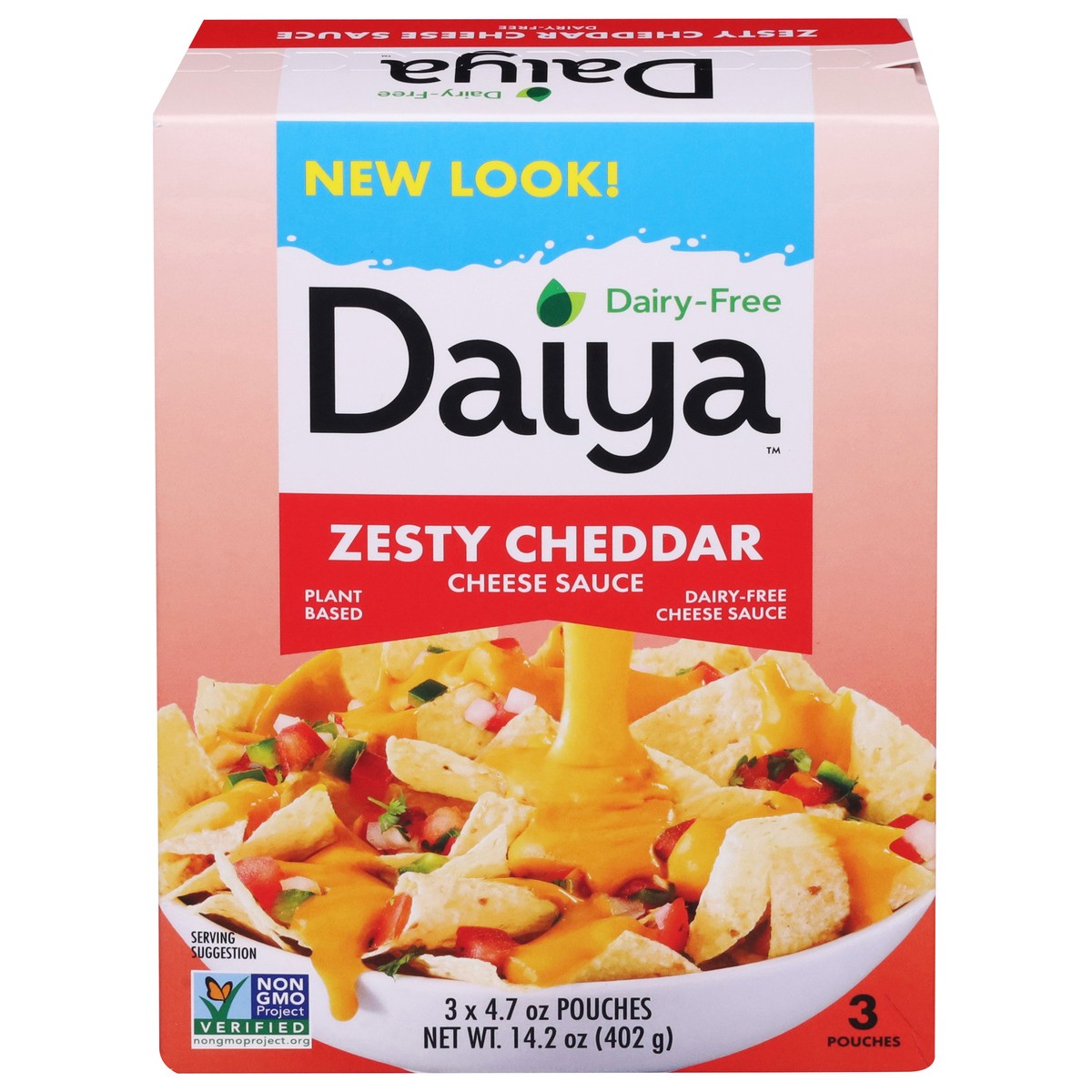 slide 1 of 9, Daiya Dairy-Free Zesty Cheddar Cheese Sauce 3 - 4.7 oz Pouches, 3 ct; 4.72 oz
