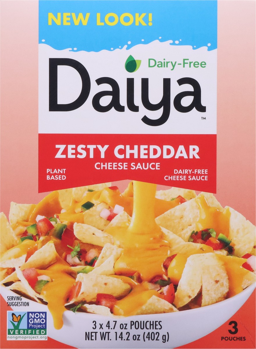 slide 5 of 9, Daiya Dairy-Free Zesty Cheddar Cheese Sauce 3 - 4.7 oz Pouches, 3 ct; 4.72 oz