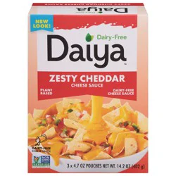Daiya Dairy-Free Zesty Cheddar Cheese Sauce, 3 - 4.7 oz Pouches