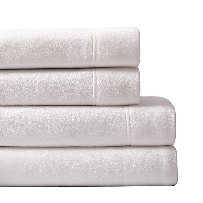 slide 2 of 2, Morgan Home Ultra Plush Fleece Solid Queen Sheet Set - White, 1 ct