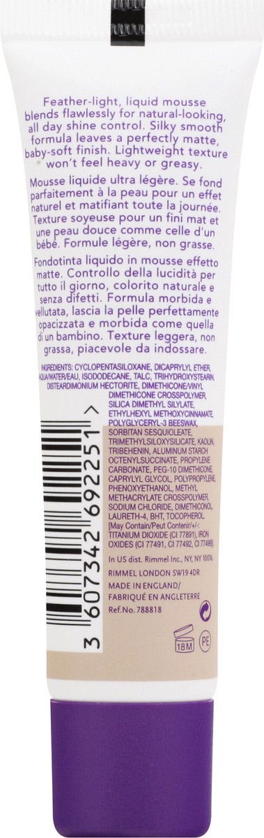 slide 3 of 12, Rimmel Stay Matte Liquid Mousse Porcelain Ivory 101 Foundation 1 oz, 30 ml