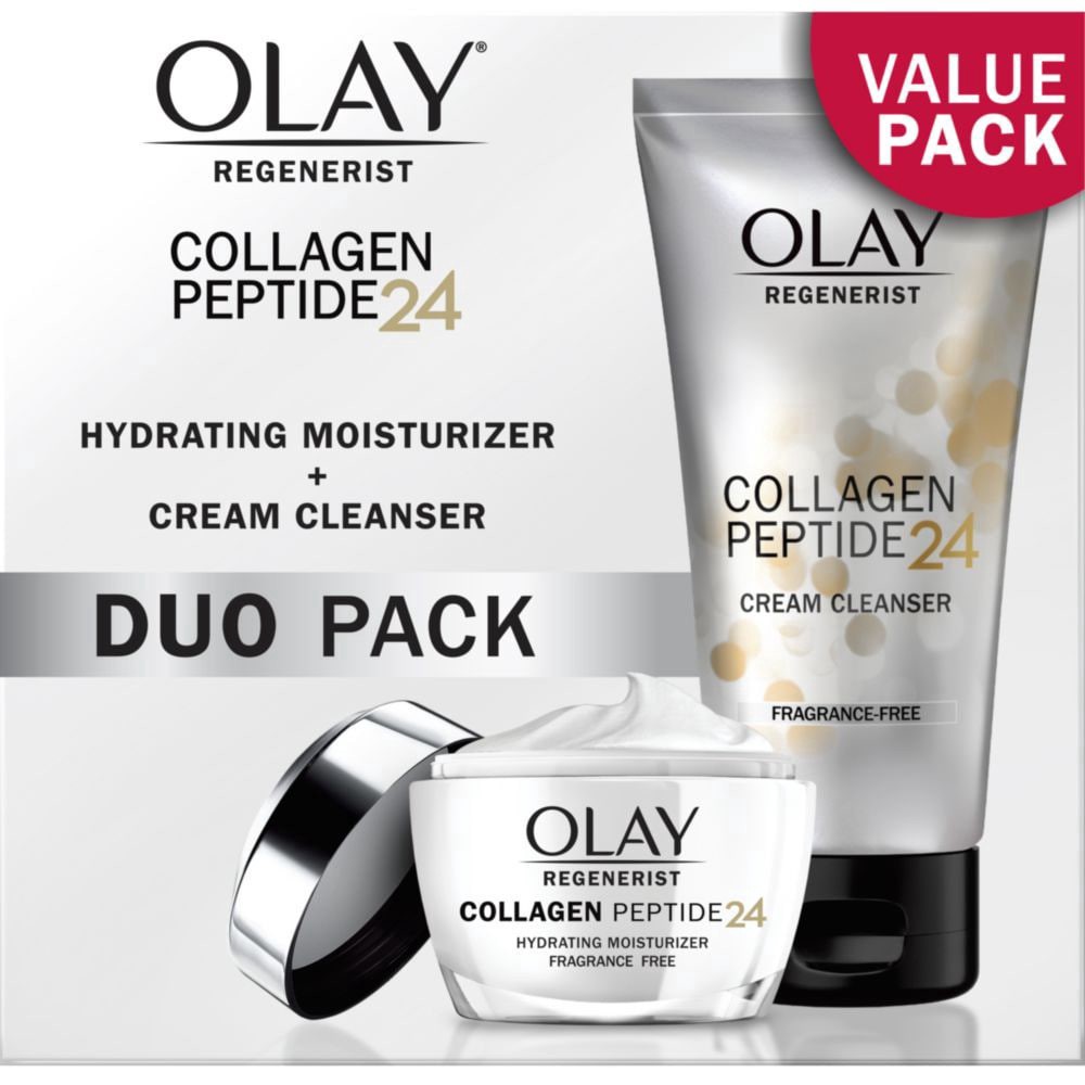 slide 3 of 3, Olay Regenerist Collagen Peptide 24 Face Wash And Moisturizer Duo Pack, 1 ct