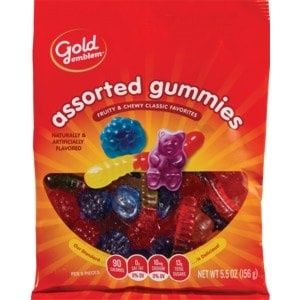 slide 1 of 1, GE Gold Emblem Gummies Assorted Candy (Peg Bag), 1 ct