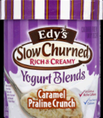 slide 1 of 1, Dreyer's/Edy's Vanilla Slow Churned Caramel Praline Crunch Yogurt Blends, 48 oz