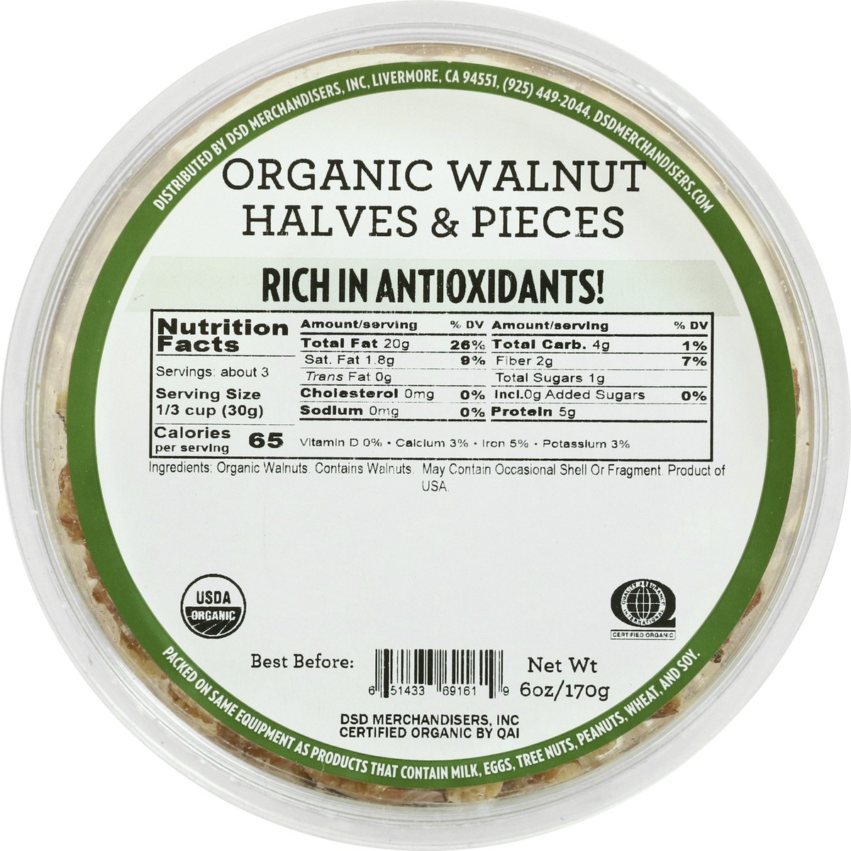 slide 3 of 9, DSD Merchandisers Organic Halves & Pieces Walnut 6 oz, 6 oz