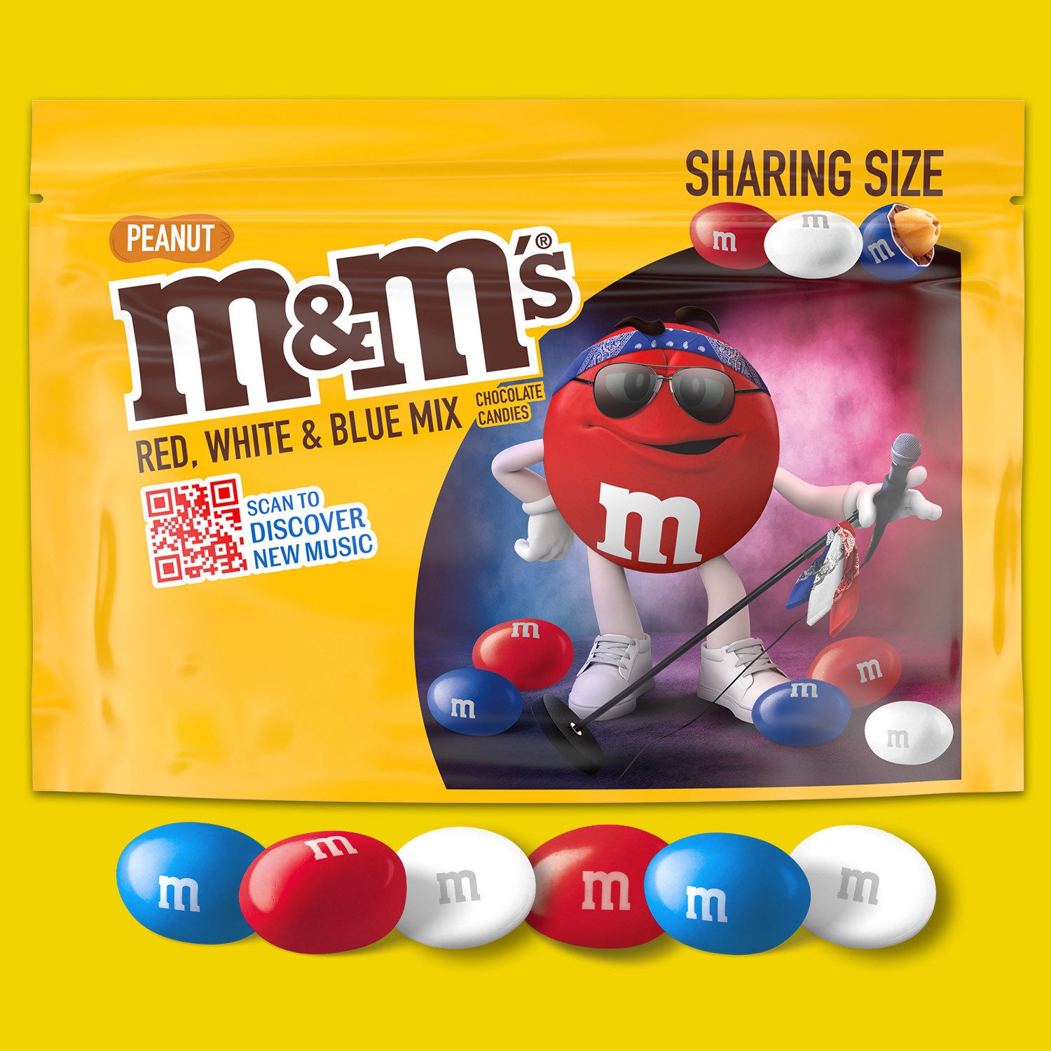 slide 2 of 8, M&M'S Peanut Milk Chocolate Red White & Blue Summer Candy, Sharing Size, 10.05 oz Resealable Bag, 10.05 oz