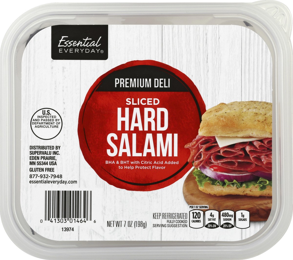 slide 3 of 6, Essential Everyday Hard Salami, Premium Deli, Sliced, 7 oz