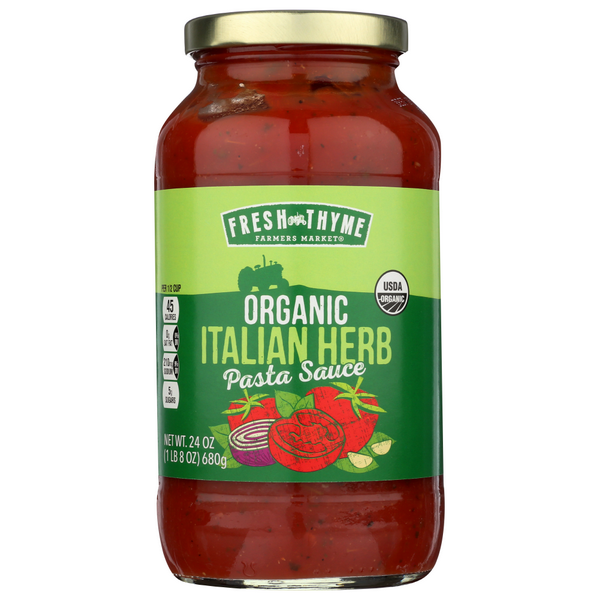 slide 1 of 1, Fresh Thyme Organic Italian Herb Pasta Sauce, 24 oz