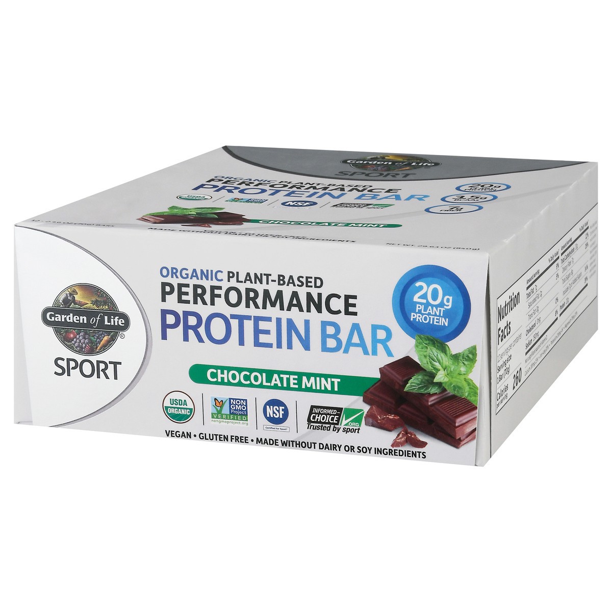 slide 2 of 12, Garden of Life Sport Organic Plant-Based Performance Chocolate Mint Protein Bar 12 ea, 12 ct