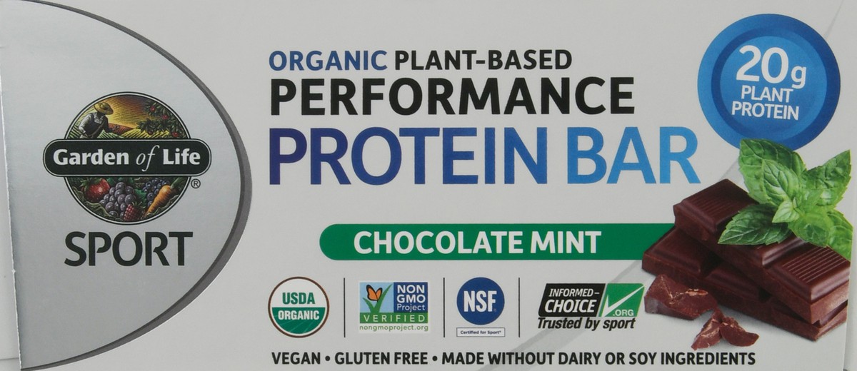 slide 11 of 12, Garden of Life Sport Organic Plant-Based Performance Chocolate Mint Protein Bar 12 ea, 12 ct