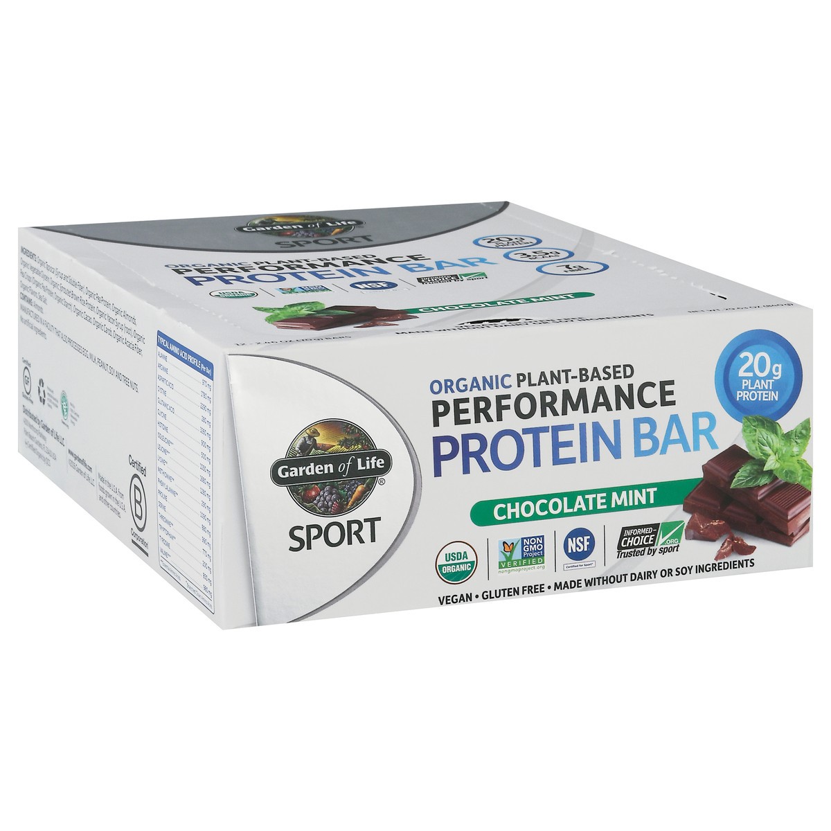 slide 12 of 12, Garden of Life Sport Organic Plant-Based Performance Chocolate Mint Protein Bar 12 ea, 12 ct