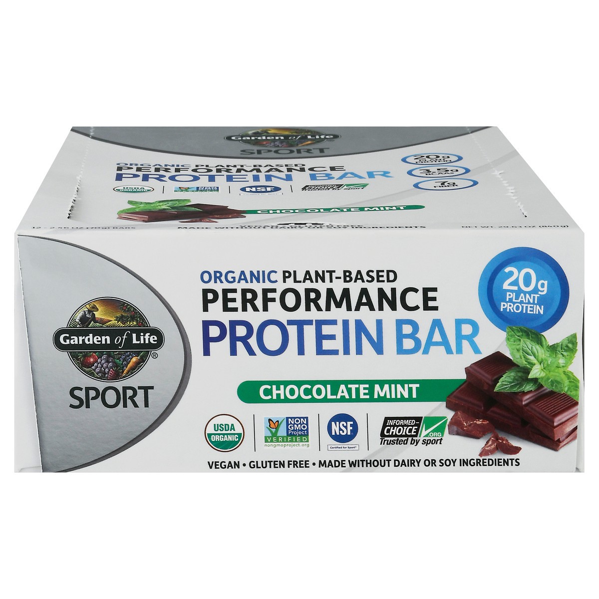 slide 1 of 12, Garden of Life Sport Organic Plant-Based Performance Chocolate Mint Protein Bar 12 ea, 12 ct