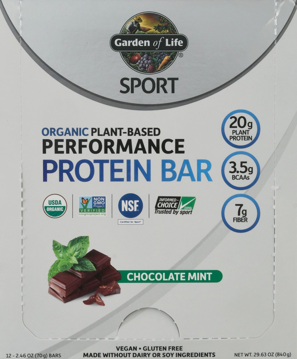 slide 1 of 12, Garden of Life Sport Organic Plant-Based Performance Chocolate Mint Protein Bar 12 ea, 12 ct