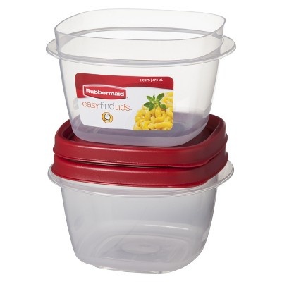 slide 1 of 1, Rubbermaid Easy-Find Lids Food Storage Container Set Red/Clear, 2 ct