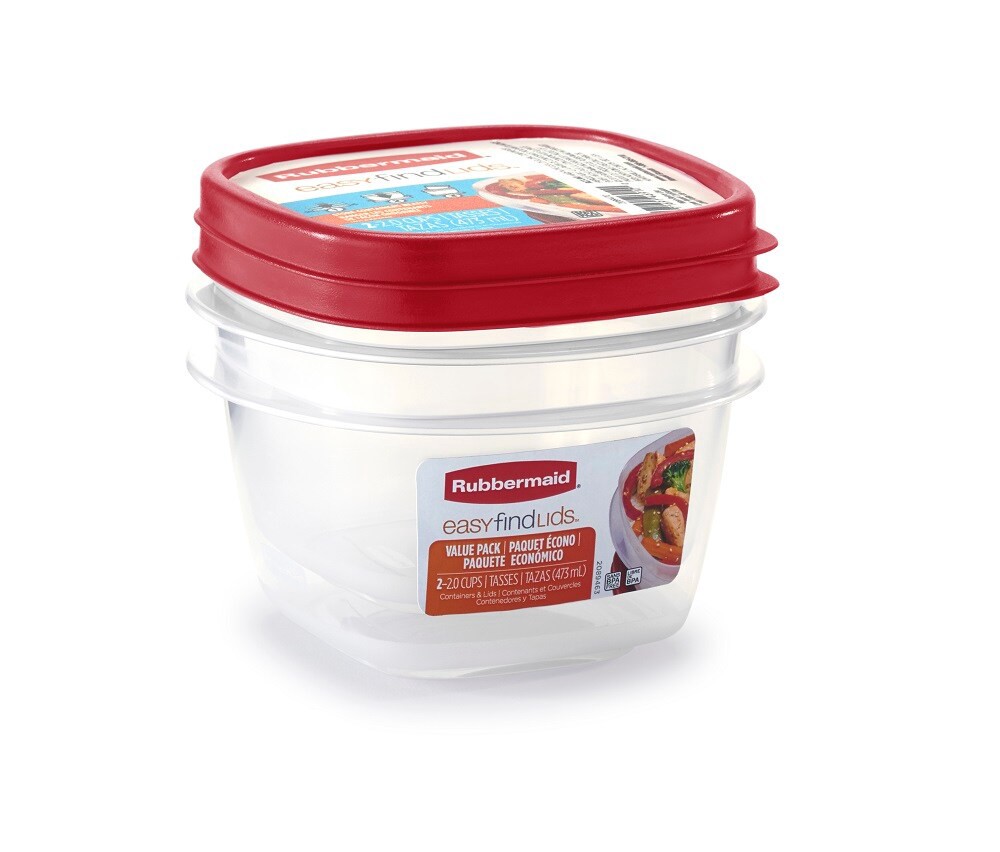 slide 1 of 1, Rubbermaid Easy-Find Lids Food Storage Container Set Red/Clear, 2 ct