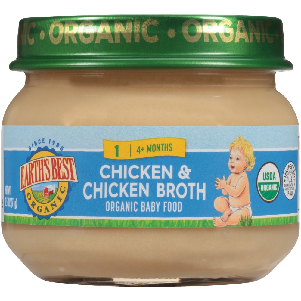 slide 1 of 1, Earth's Best Chicken And Chicken Broth Organic Baby Food, 2.5 oz