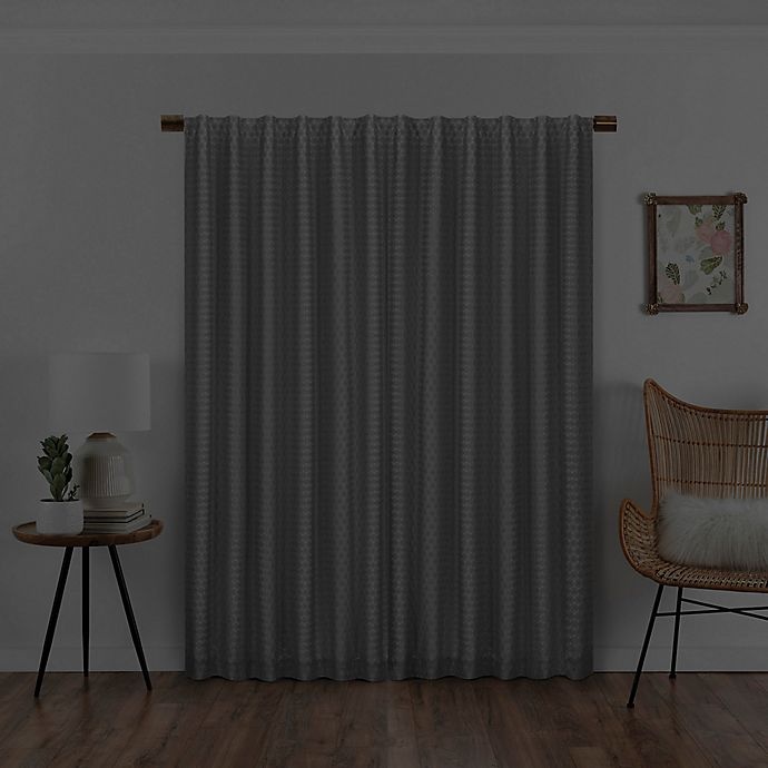 slide 5 of 8, Eclipse Nora Crochet Rod Pocket 100% Blackout Window Curtain Panel - Grey, 84 in
