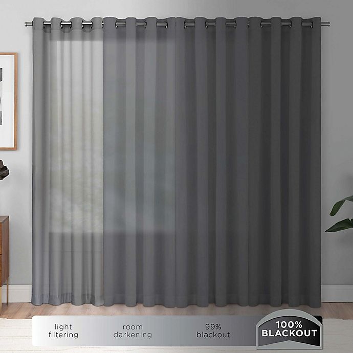 slide 6 of 8, Eclipse Nora Crochet Rod Pocket 100% Blackout Window Curtain Panel - Grey, 84 in