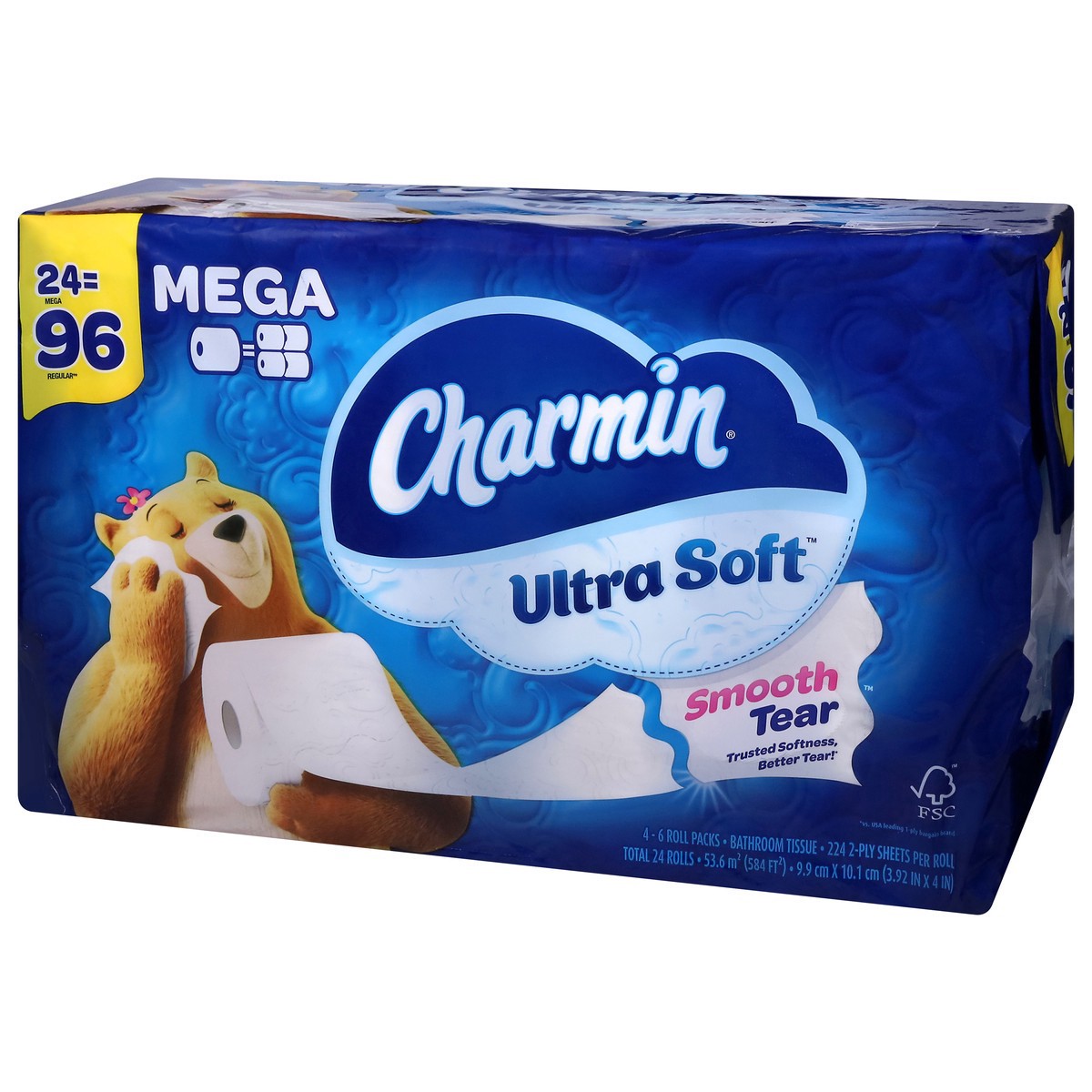 slide 12 of 12, Charmin Ultra Soft Toilet Paper 24 Mega Rolls, 224 Sheets Per Roll, 4 ct