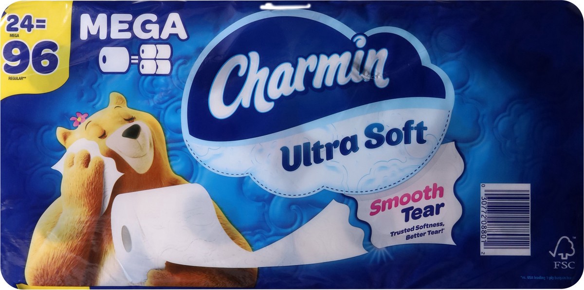 slide 4 of 12, Charmin Ultra Soft Toilet Paper 24 Mega Rolls, 224 Sheets Per Roll, 4 ct