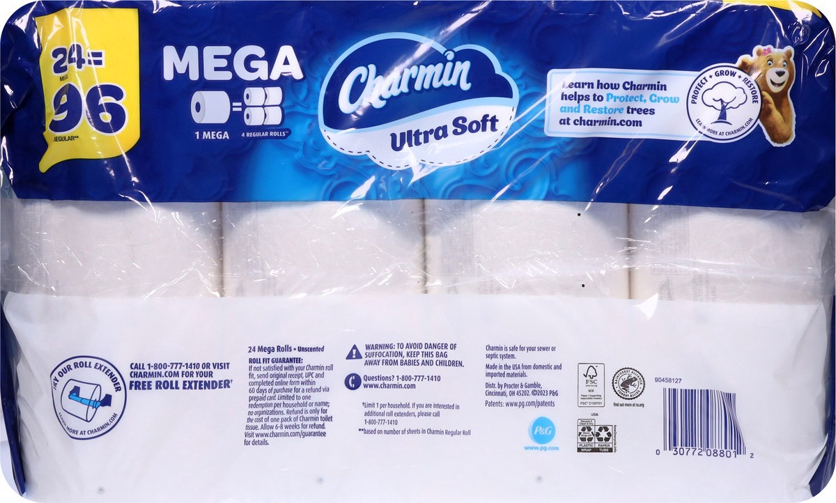 slide 5 of 12, Charmin Ultra Soft Toilet Paper 24 Mega Rolls, 224 Sheets Per Roll, 4 ct