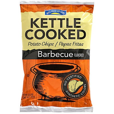 slide 1 of 1, Hill Country Fare BarbecueKettle Cooked Potato Chips, 8.5 oz