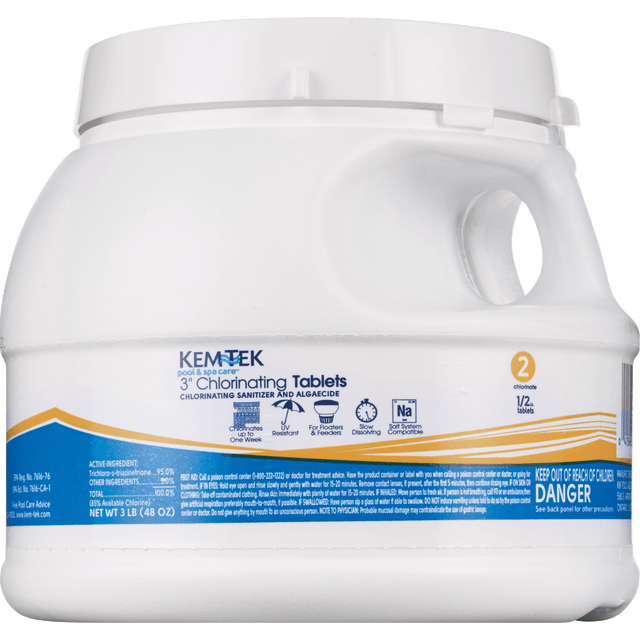 slide 1 of 1, Kem-Tek Kem-Tek Swimming Pool 3" Chlorinating Tablets, 6 ct; 1/2 lb