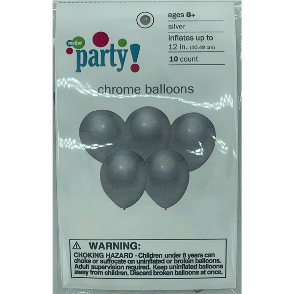 slide 1 of 1, Meijer Party Chrome Silver Balloons, 10 ct