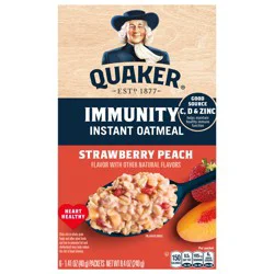 Quaker Instant Oats Hot Cereal Strawberry Peach 8.4 Oz, 6 Count