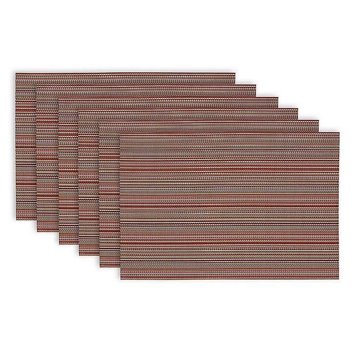 slide 1 of 1, Design Imports Micro Stripe Placemats - Red, 6 ct