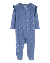 Carter's Carters Baby Mini Floral 2-Way Zip Ribbed Sleep & Play Pajamas - Blue Blue 3M