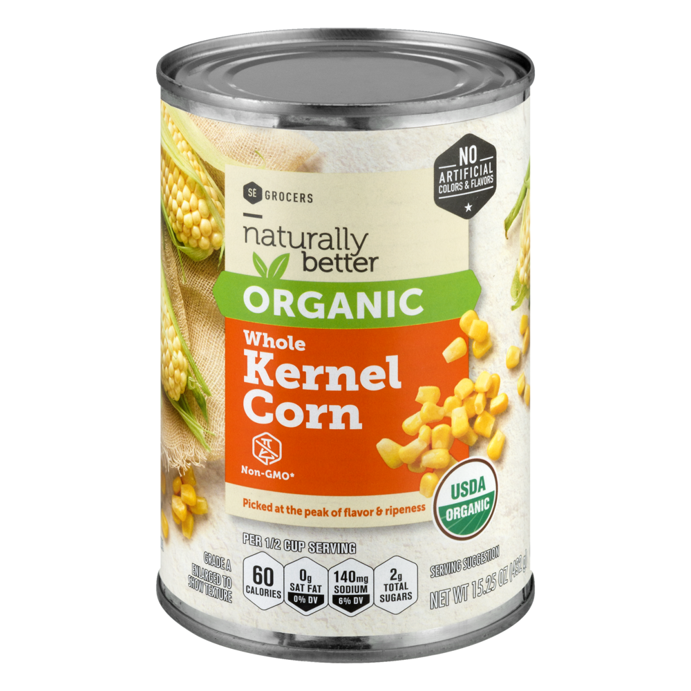 slide 1 of 1, SE Grocers Naturally Better Organic Corn Kernel Whole, 15.2 oz