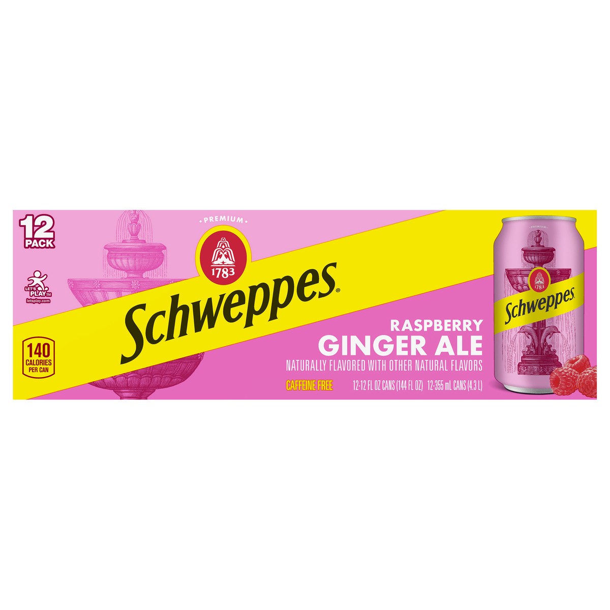 slide 1 of 9, Schweppes Raspberry Ginger Ale Soda- 12 ct, 12 ct