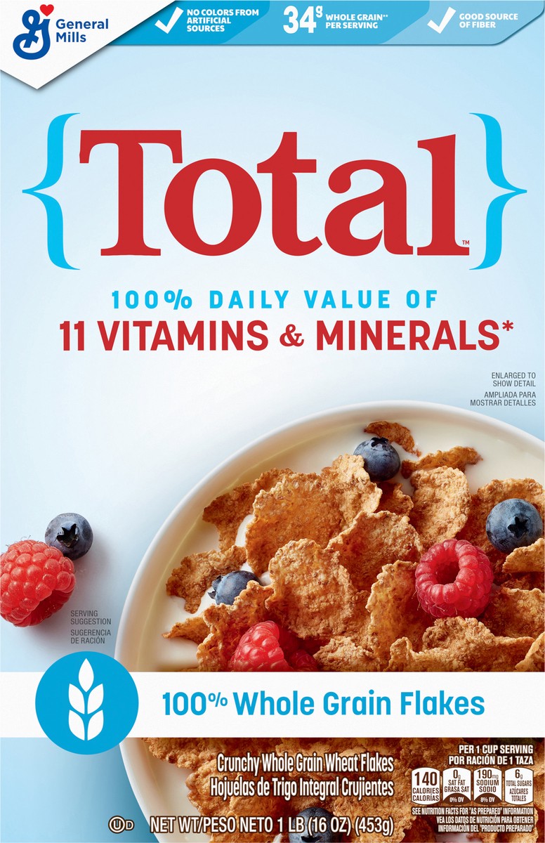 slide 7 of 13, Total Breakfast Cereal, 100% Daily Value of 11 Vitamins & Minerals, Whole Grain Cereal, 16 oz, 16 oz