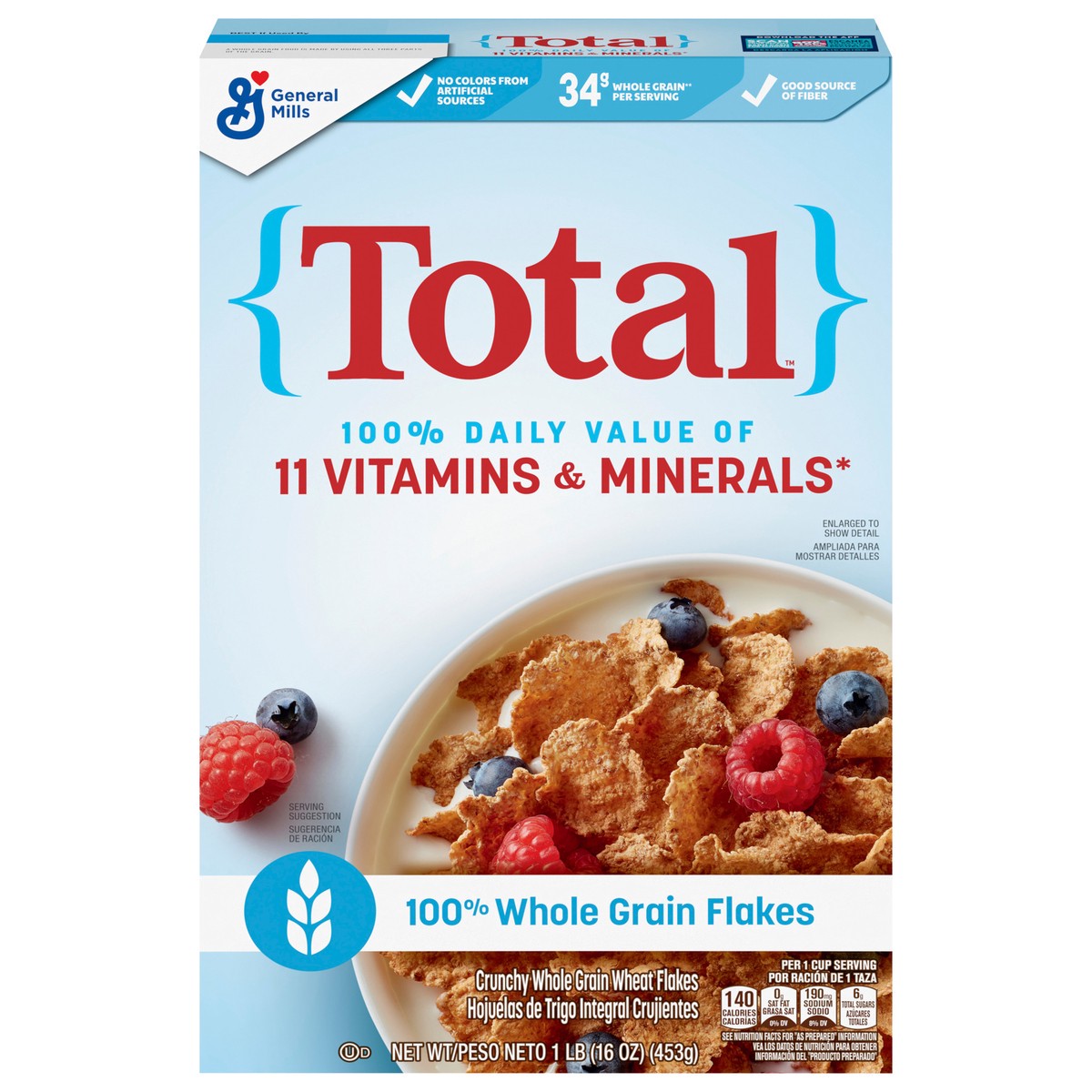 slide 1 of 13, Total Breakfast Cereal, 100% Daily Value of 11 Vitamins & Minerals, Whole Grain Cereal, 16 oz, 1 lb