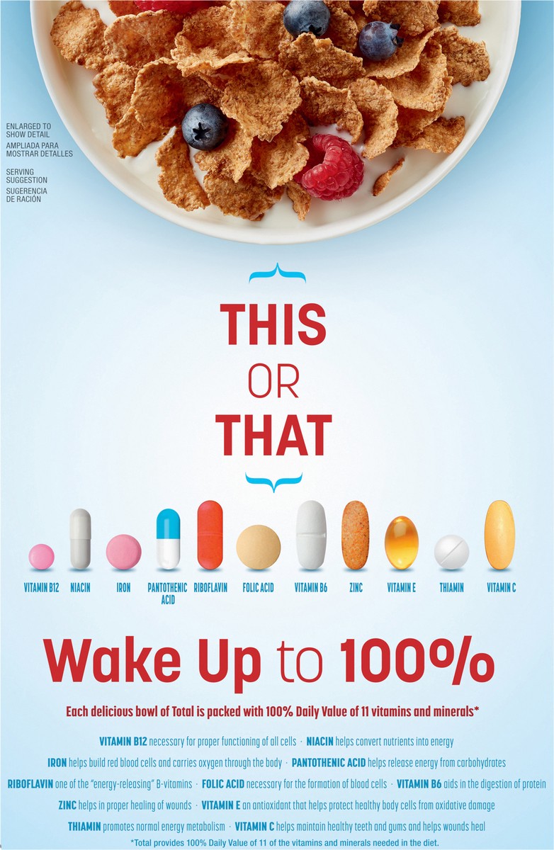 slide 11 of 13, Total Breakfast Cereal, 100% Daily Value of 11 Vitamins & Minerals, Whole Grain Cereal, 16 oz, 16 oz