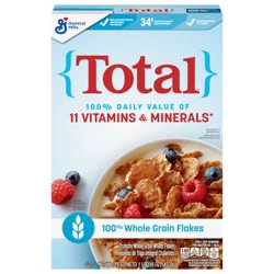 Total Breakfast Cereal, 100% Daily Value of 11 Vitamins & Minerals, Whole Grain Cereal, 16 oz