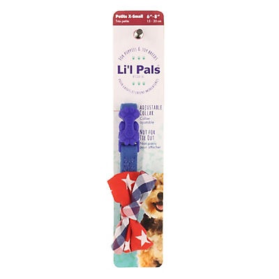 slide 1 of 1, Li'l Pals Microfiber Collar 5/16x6-8in Blue Bow, 1 ct