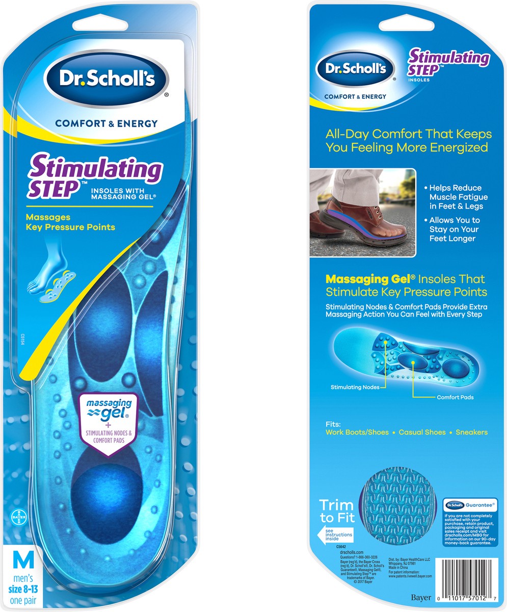 slide 2 of 3, Dr. Scholl's Stimulating Step with Massaging Gel Men's Insoles 1 ea, 1 ct