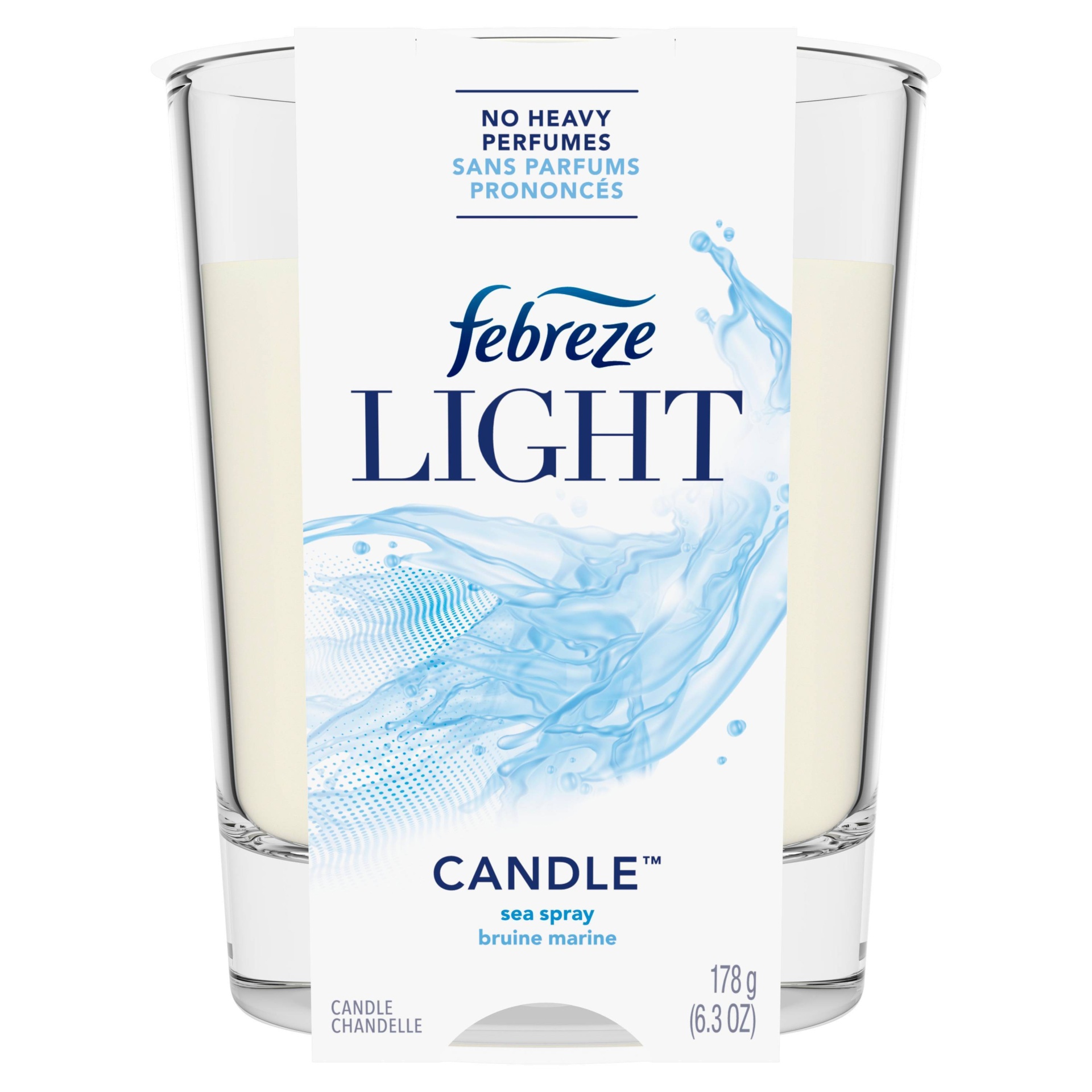 slide 1 of 1, Febreze Light Odor-Eliminating Air Freshener Candle - Sea Spray, 6.3 oz