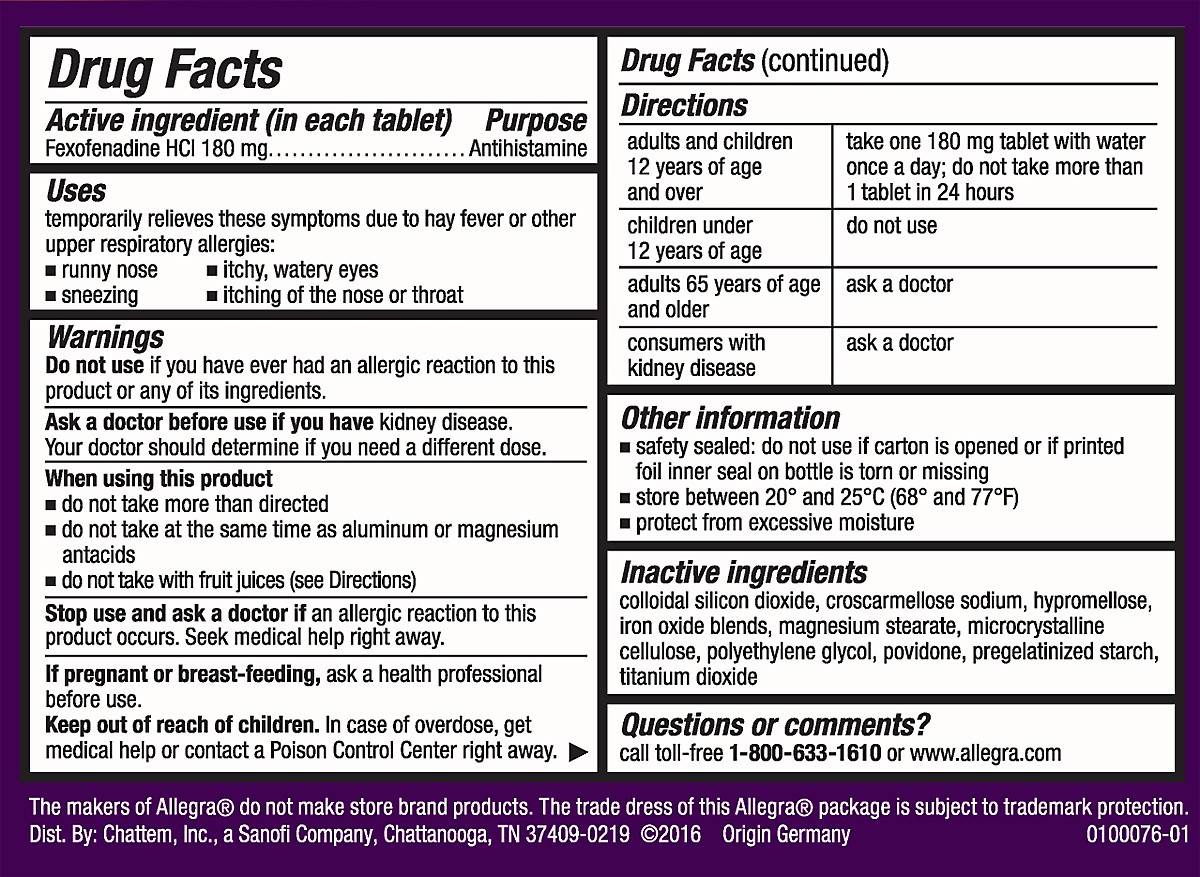 slide 7 of 10, Allegra Tablets 24 Hr Non-Drowsy Indoor/Outdoor Allergy Relief 45 ea, 45 ct