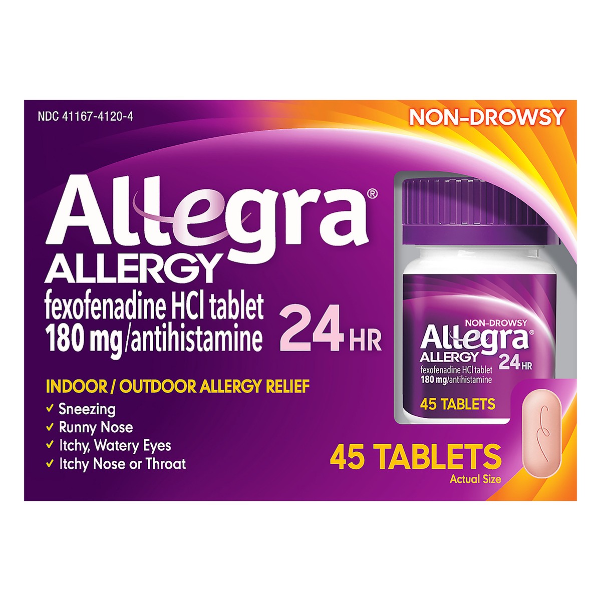 slide 3 of 10, Allegra Tablets 24 Hr Non-Drowsy Indoor/Outdoor Allergy Relief 45 ea, 45 ct