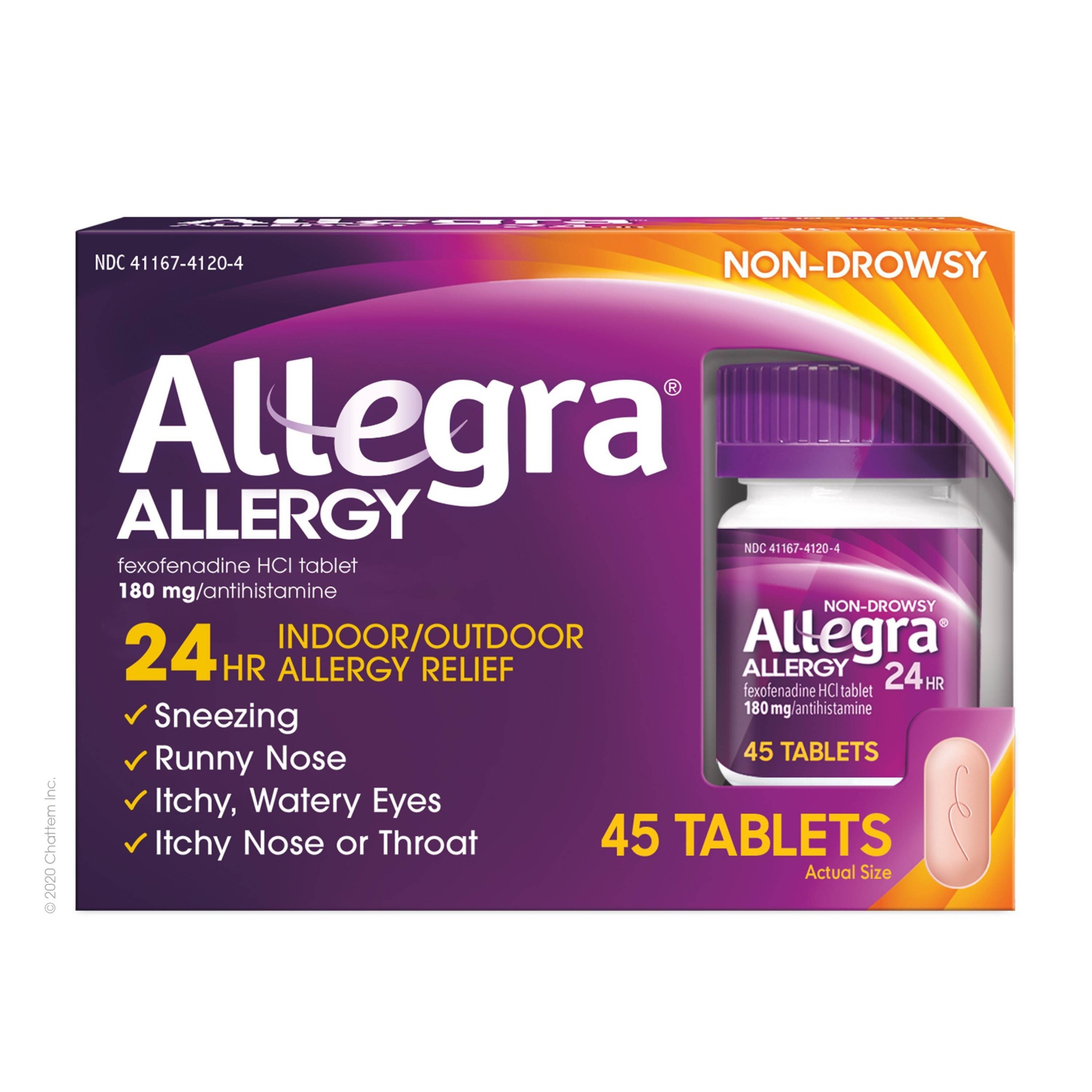 slide 1 of 2, Allegra 24 Hour Allergy Tablets, 45 ct