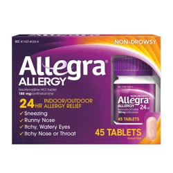 Allegra Tablets 24 Hr Non-Drowsy Indoor/Outdoor Allergy Relief 45 ea