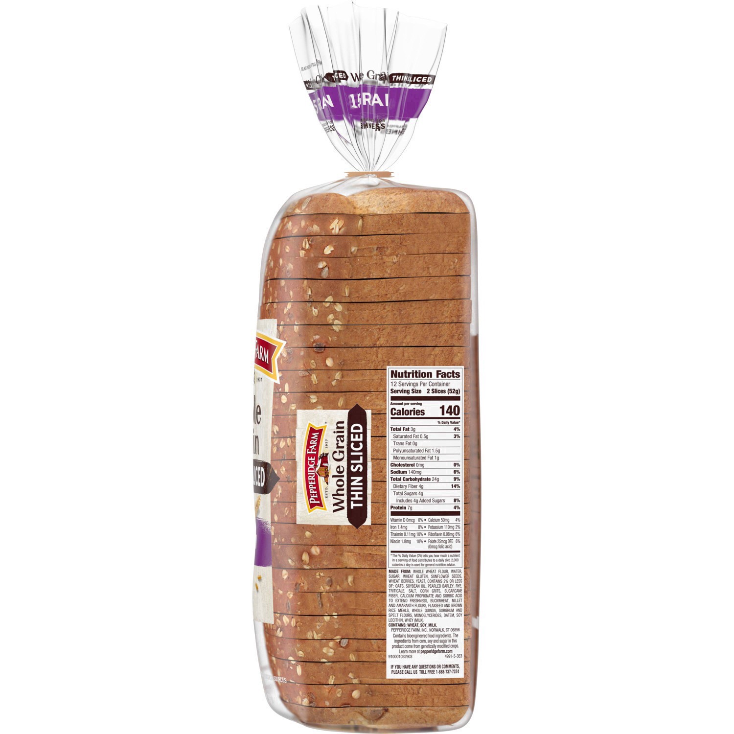 slide 66 of 121, Pepperidge Farm Whole Grain Thin Sliced 15 Grain Bread, 22 Oz Loaf, 22 oz