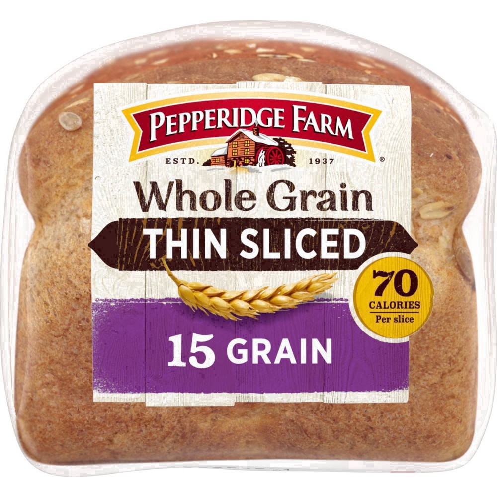 slide 45 of 121, Pepperidge Farm Whole Grain Thin Sliced 15 Grain Bread, 22 Oz Loaf, 22 oz