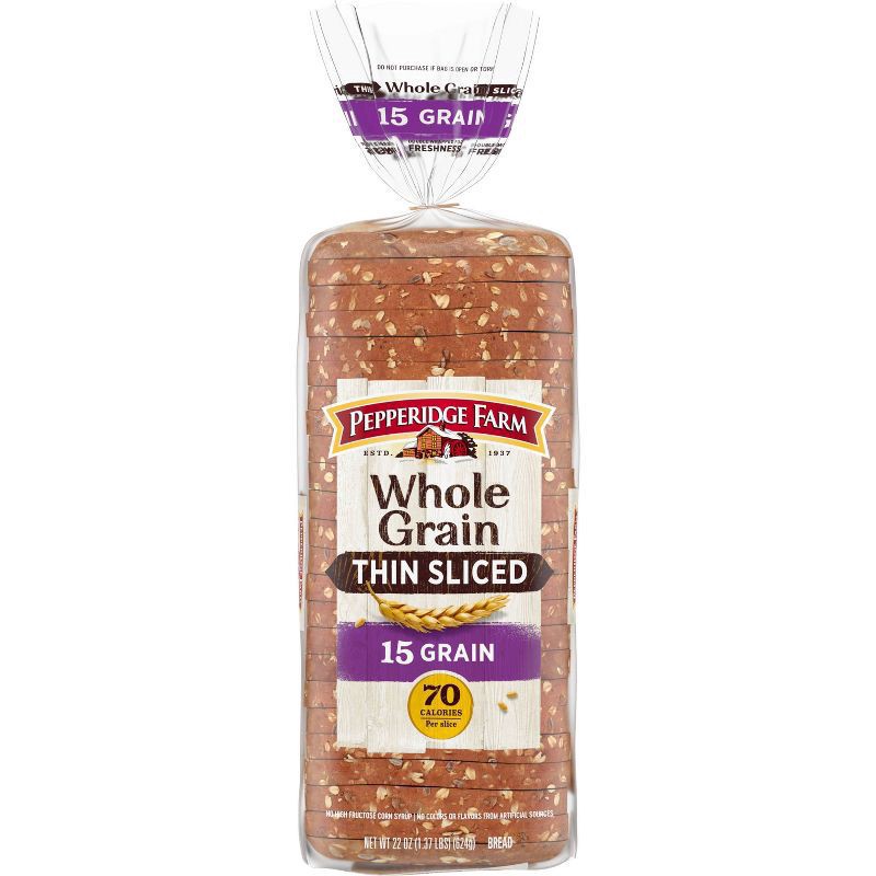 slide 1 of 121, Pepperidge Farm Whole Grain Thin Sliced 15 Grain Bread, 22 Oz Loaf, 22 oz