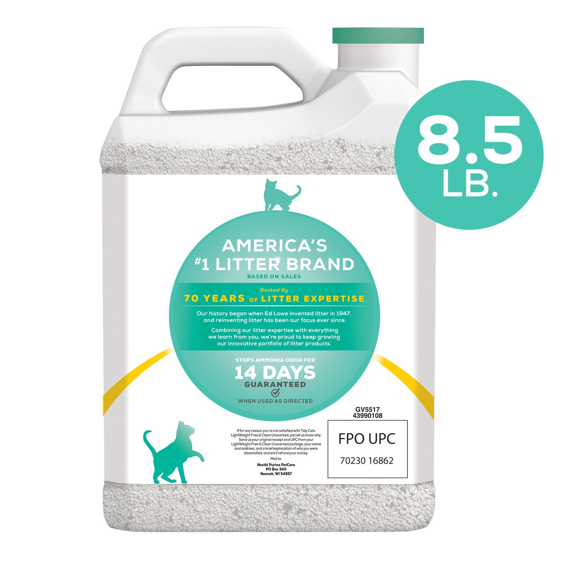 slide 2 of 7, Tidy Cats Purina Tidy Cats Low Dust, Clumping Cat Litter Odor Control, LightWeight Free and Clean Unscented, Multi Cat Litter, 8.5 lb